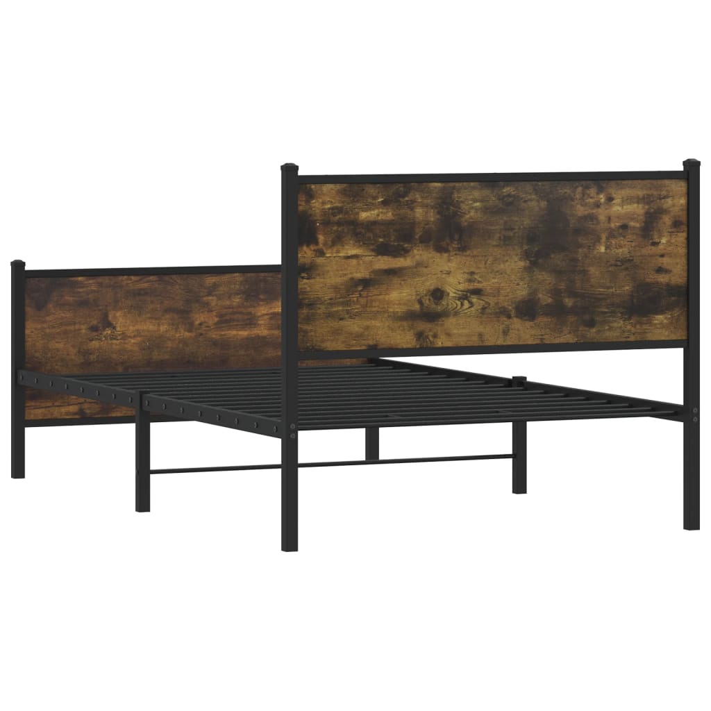 Industrial Wooden Single Size 90cm Bed Frame Base With Headboard & Footboard