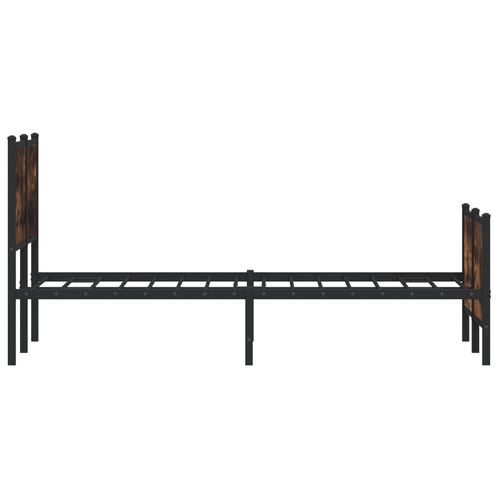 Industrial Wooden Double Size Bed Frame Base With Headboard & Metal Frame Wood