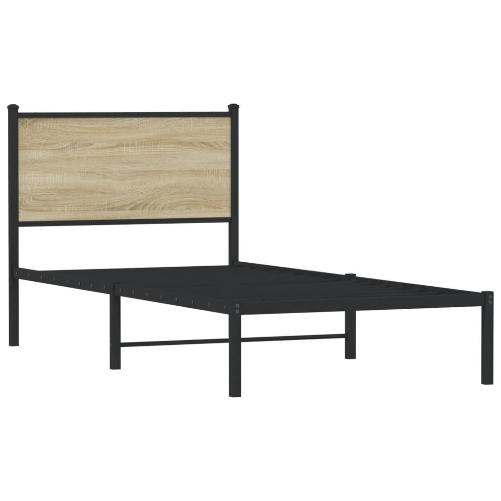 Metal Bed Frame without Mattress Sonoma Oak 90x190 cm Single