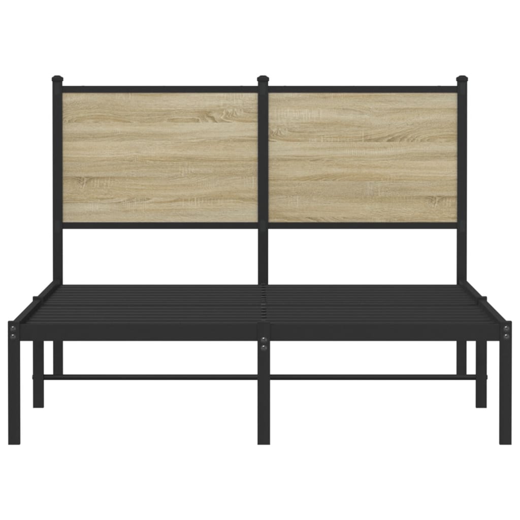 Metal Bed Frame without Mattress Sonoma Oak 120x190 cm Small Double
