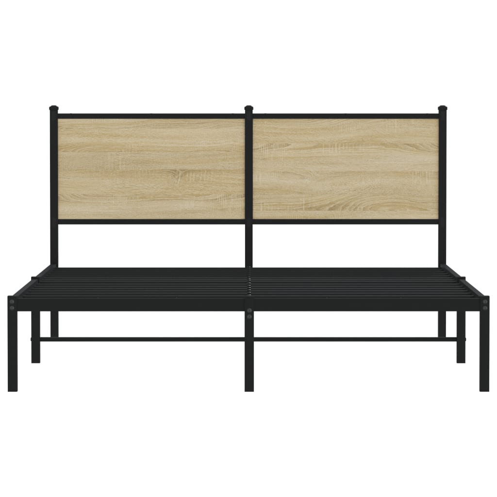 Metal Bed Frame without Mattress Sonoma Oak 150x200 cm King Size