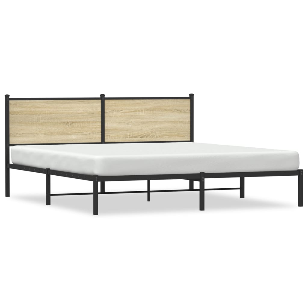 Metal Bed Frame without Mattress Sonoma Oak 180x200 cm Super King