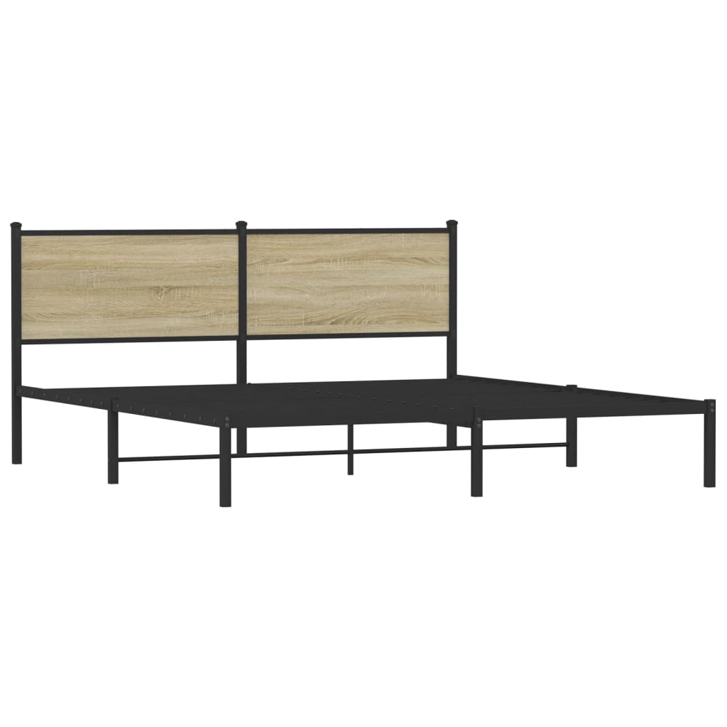 Metal Bed Frame without Mattress Sonoma Oak 180x200 cm Super King