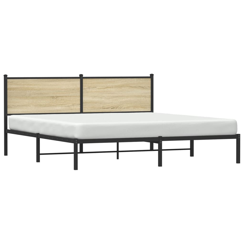 Metal Bed Frame without Mattress Sonoma Oak 180x200 cm Super King