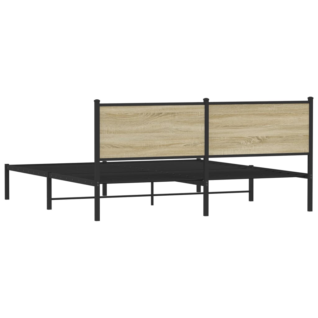 Metal Bed Frame without Mattress Sonoma Oak 180x200 cm Super King