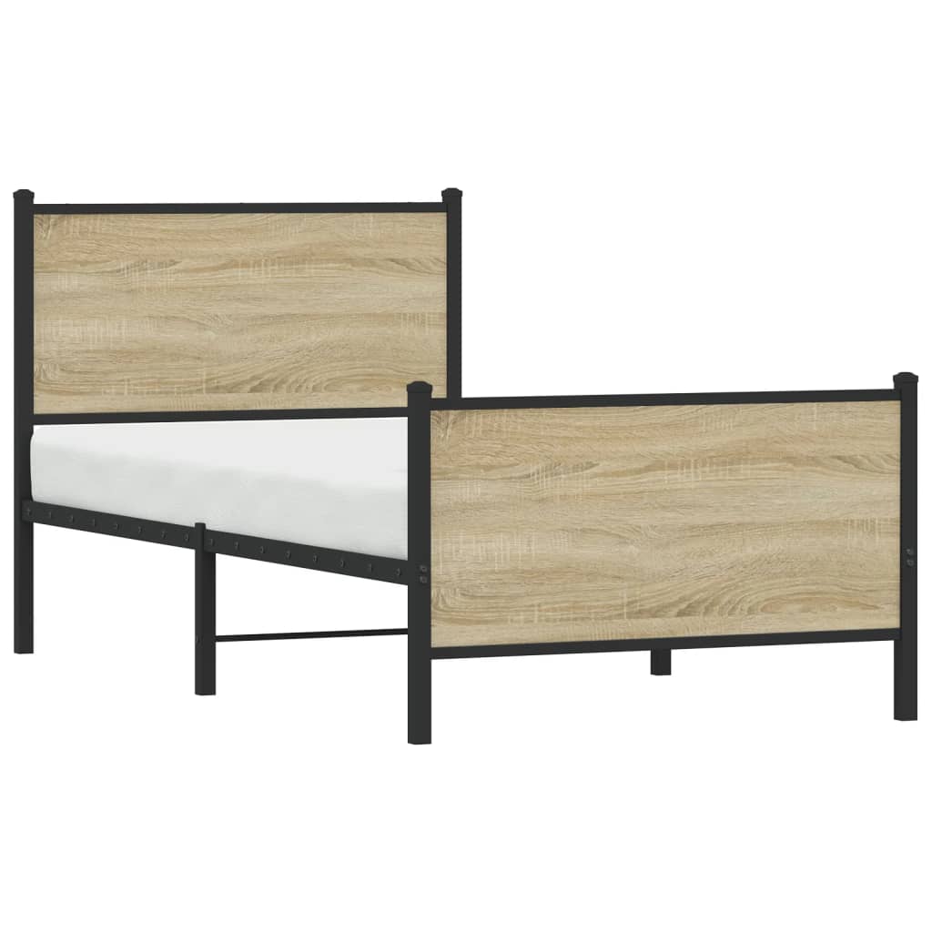 Industrial Wooden Single Size 90cm Bed Frame Base With Headboard & Footboard