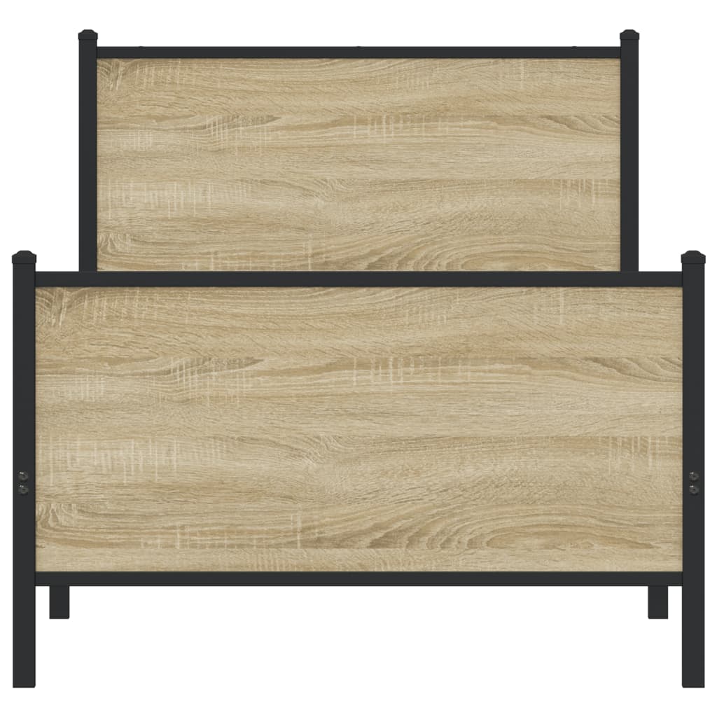 Industrial Wooden Single Size 90cm Bed Frame Base With Headboard & Footboard