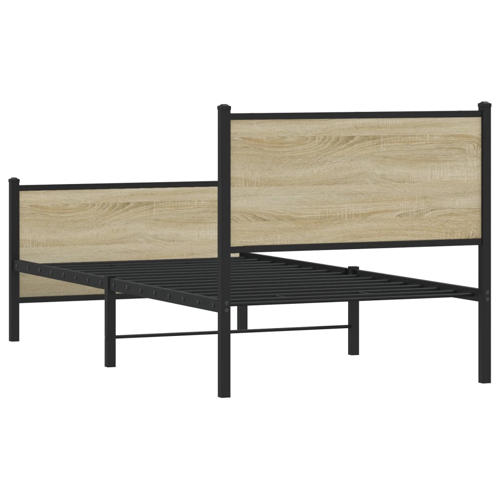 Industrial Wooden Single Size 90cm Bed Frame Base With Headboard & Footboard