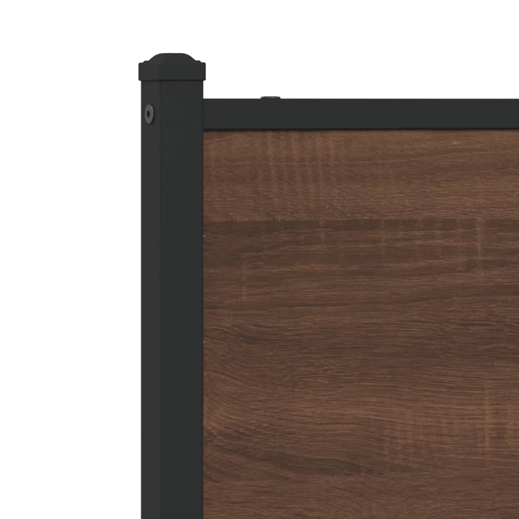 Metal Bed Frame without Mattress Brown Oak 100x200 cm