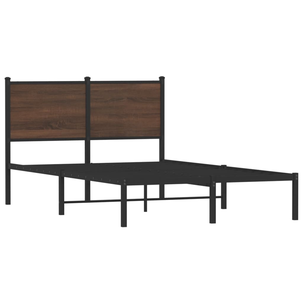 Metal Bed Frame without Mattress Brown Oak 120x200 cm