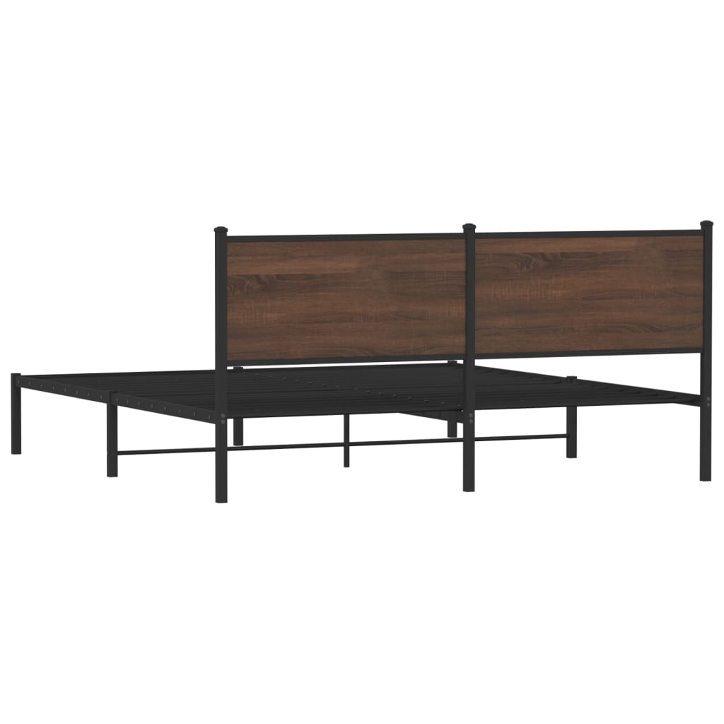 Metal Bed Frame without Mattress Brown Oak 160x200 cm