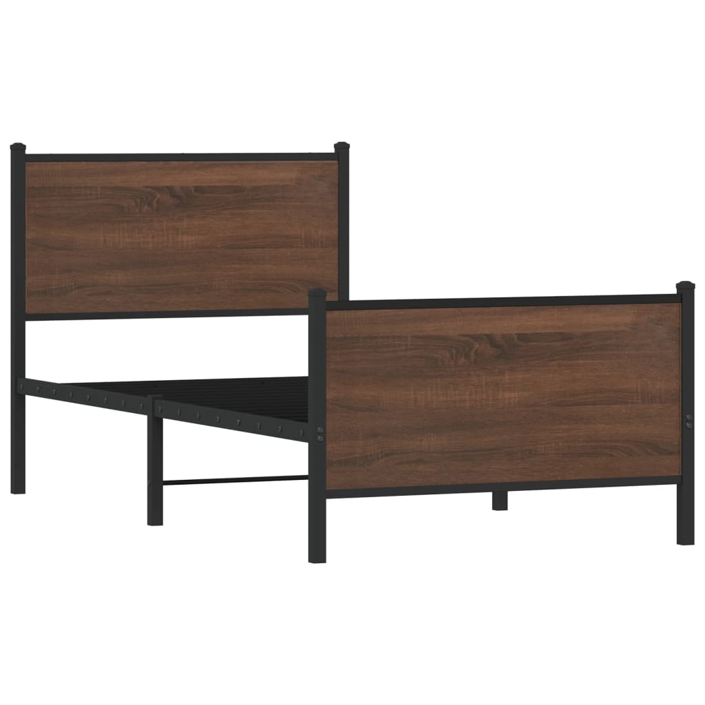 Industrial Wooden Single Size 90cm Bed Frame Base With Headboard & Footboard