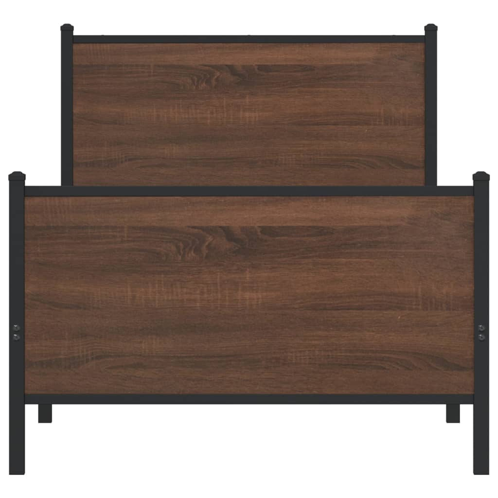 Industrial Wooden Single Size 90cm Bed Frame Base With Headboard & Footboard