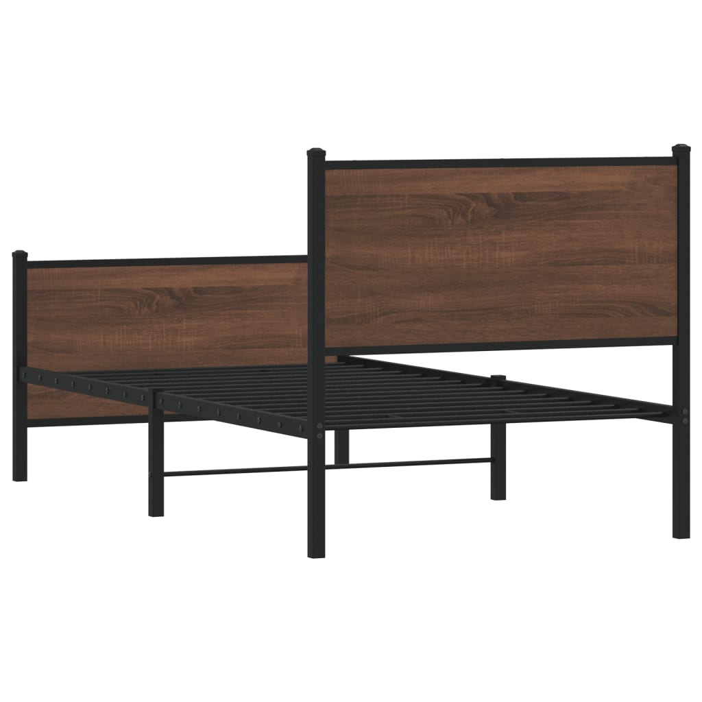 Industrial Wooden Single Size 90cm Bed Frame Base With Headboard & Footboard