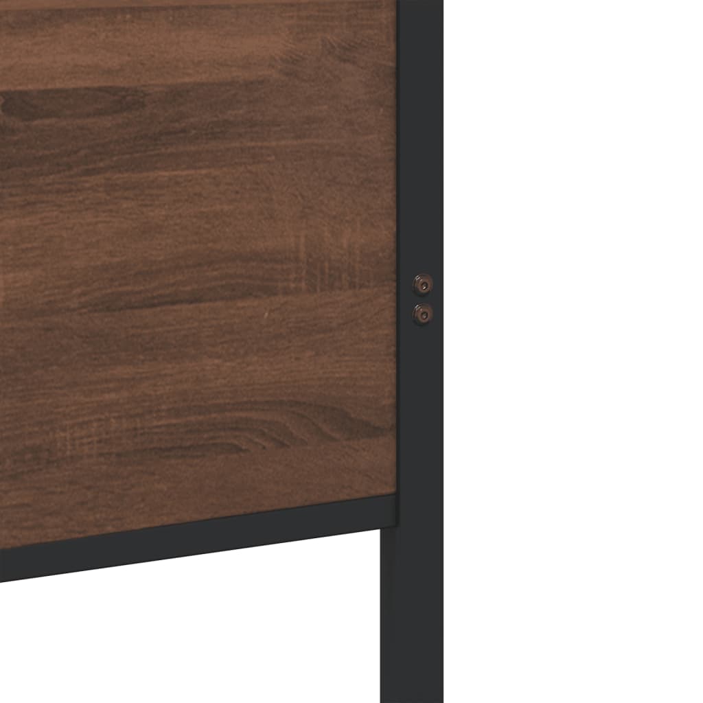 Metal Bed Frame without Mattress Brown Oak 120x190 cm Small Double