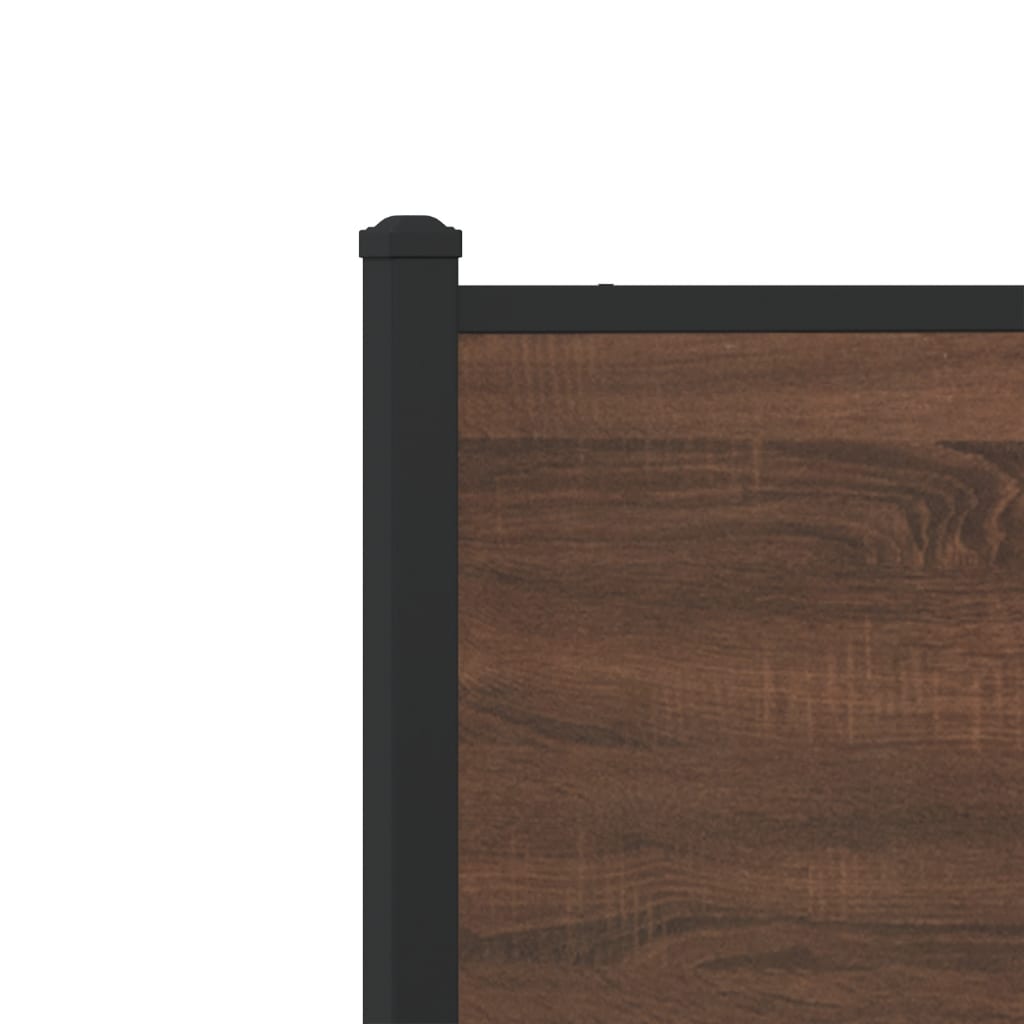 Metal Bed Frame without Mattress Brown Oak 120x190 cm Small Double