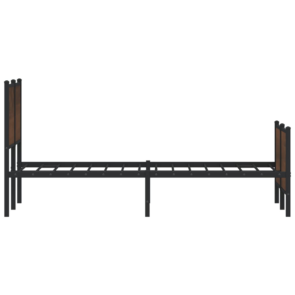 Industrial Wooden Double Size Bed Frame Base With Headboard & Metal Frame Wood