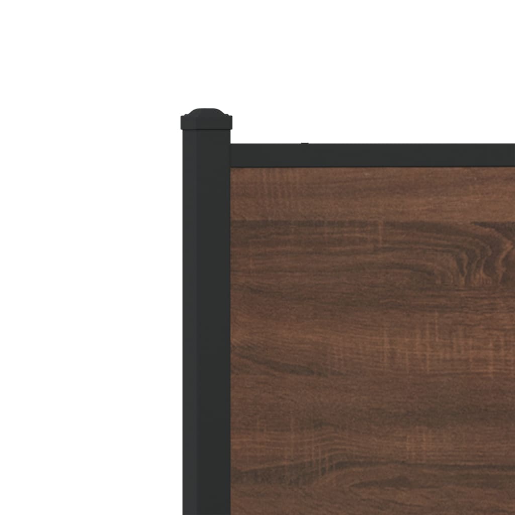 Industrial Wooden Double Size Bed Frame Base With Headboard & Metal Frame Wood