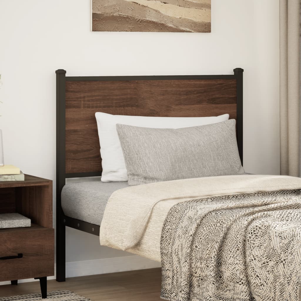 Headboard Brown Oak 90 cm Engineered Wood and Steel