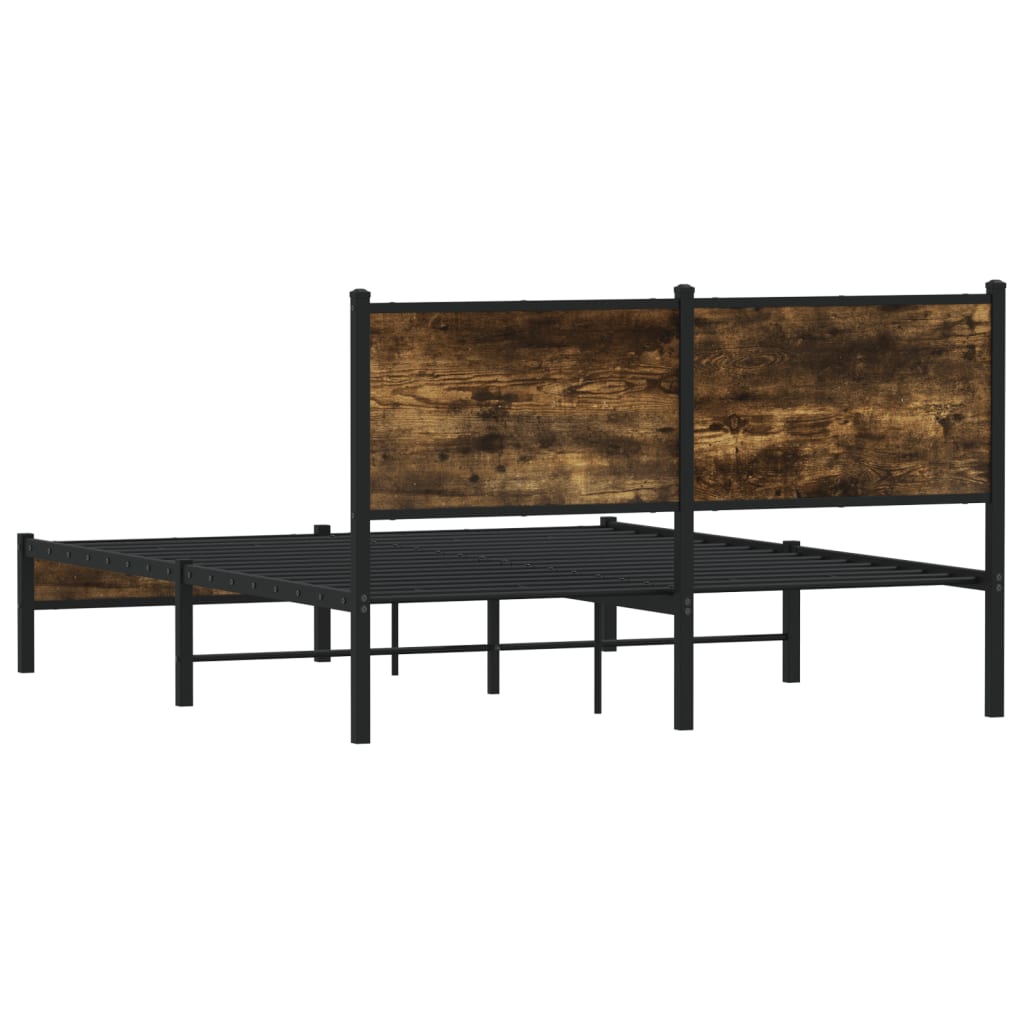 Metal Bed Frame without Mattress Smoked Oak 140x190 cm