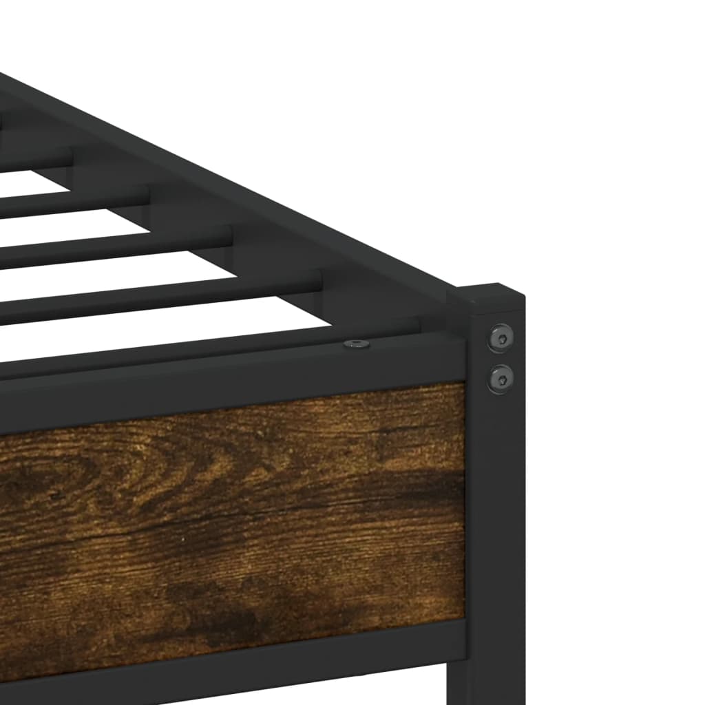 Metal Bed Frame without Mattress Smoked Oak 140x200 cm