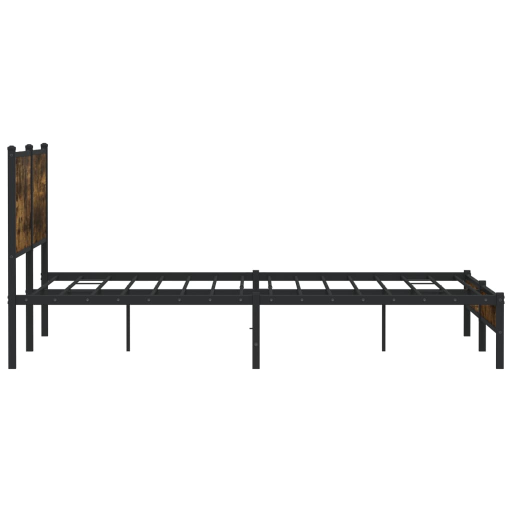 Metal Bed Frame without Mattress Smoked Oak 160x200 cm