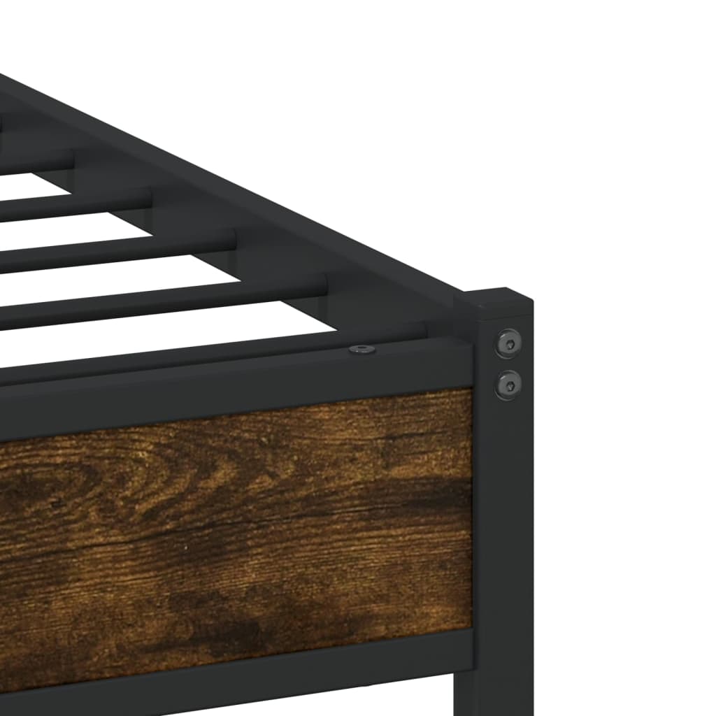 Metal Bed Frame without Mattress Smoked Oak 160x200 cm