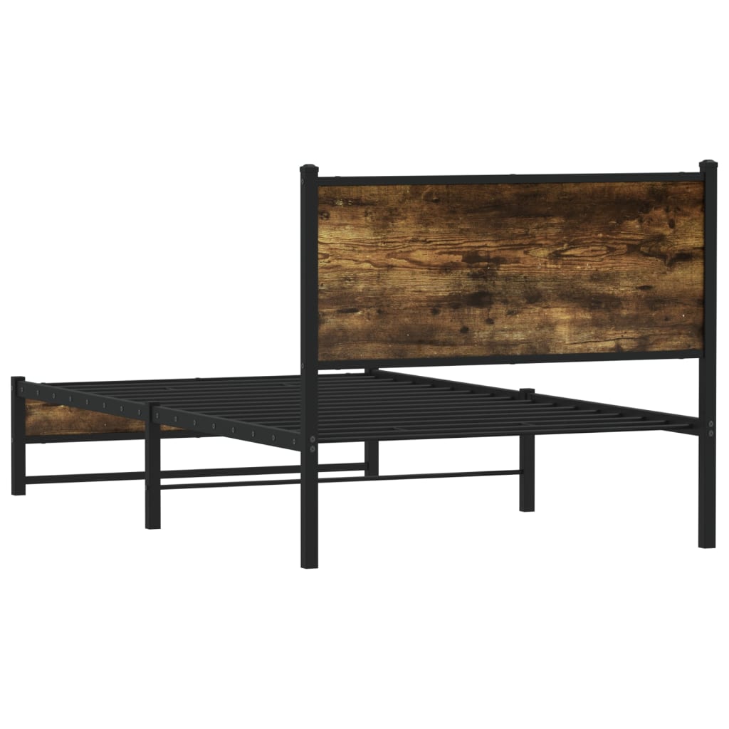 Metal Bed Frame without Mattress Smoked Oak 100x200 cm