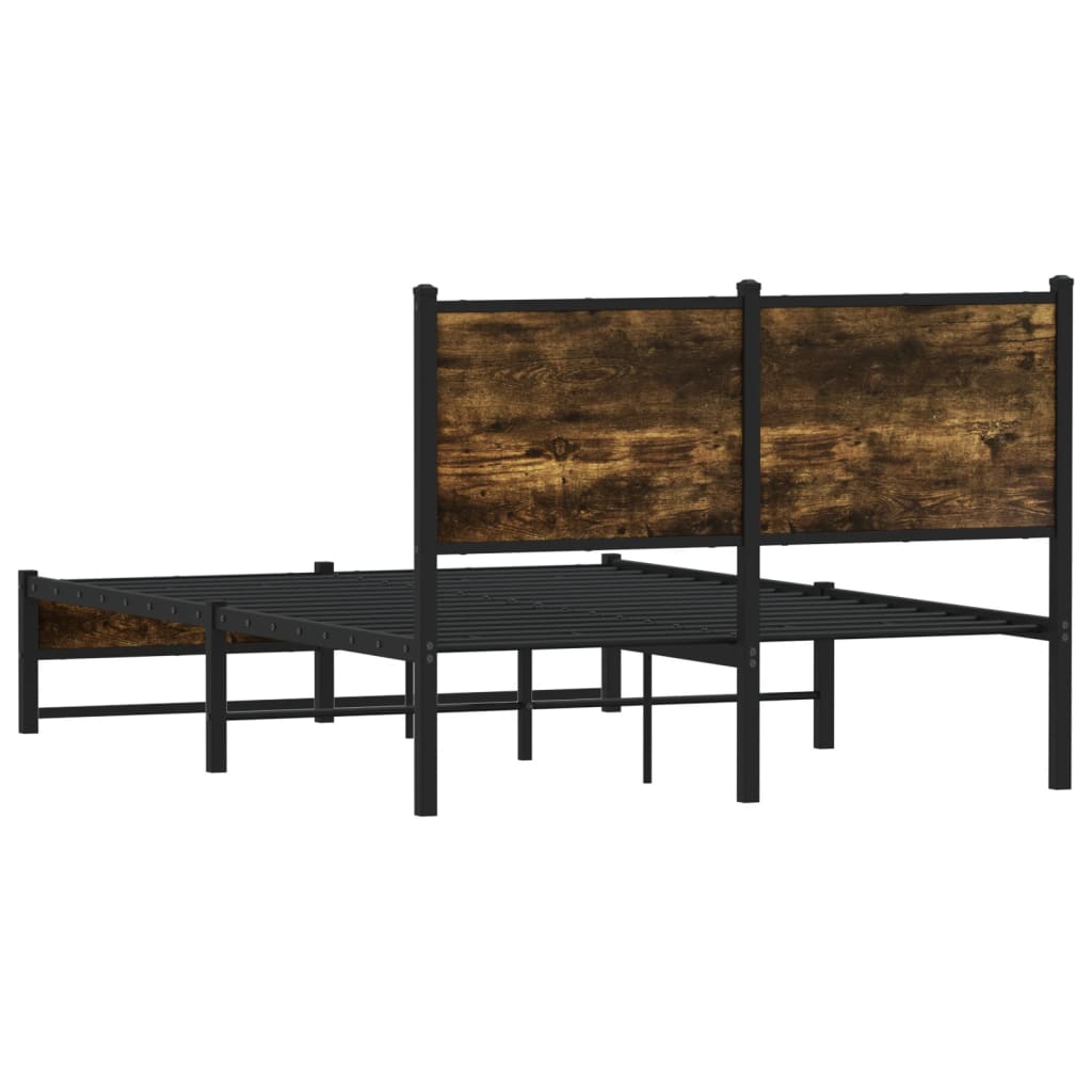 Metal Bed Frame without Mattress Smoked Oak 120x190 cm Small Double