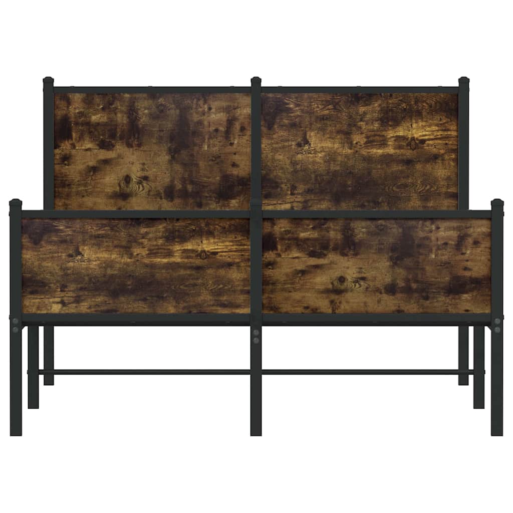 Metal Bed Frame without Mattress Smoked Oak 120x190 cm Small Double