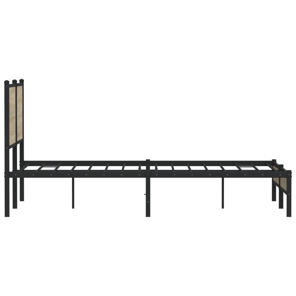 Metal Bed Frame without Mattress Sonoma Oak 137x190 cm