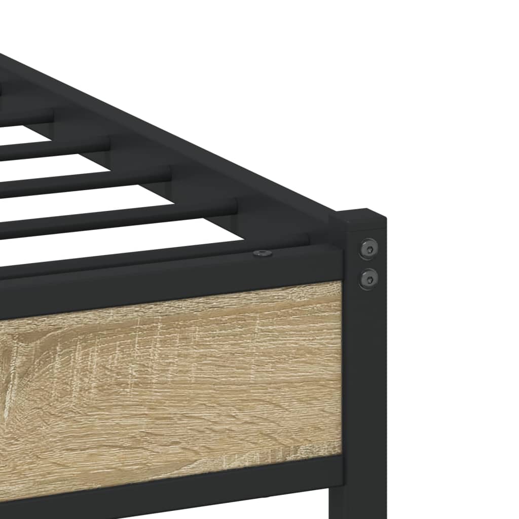 Metal Bed Frame without Mattress Sonoma Oak 100x200 cm