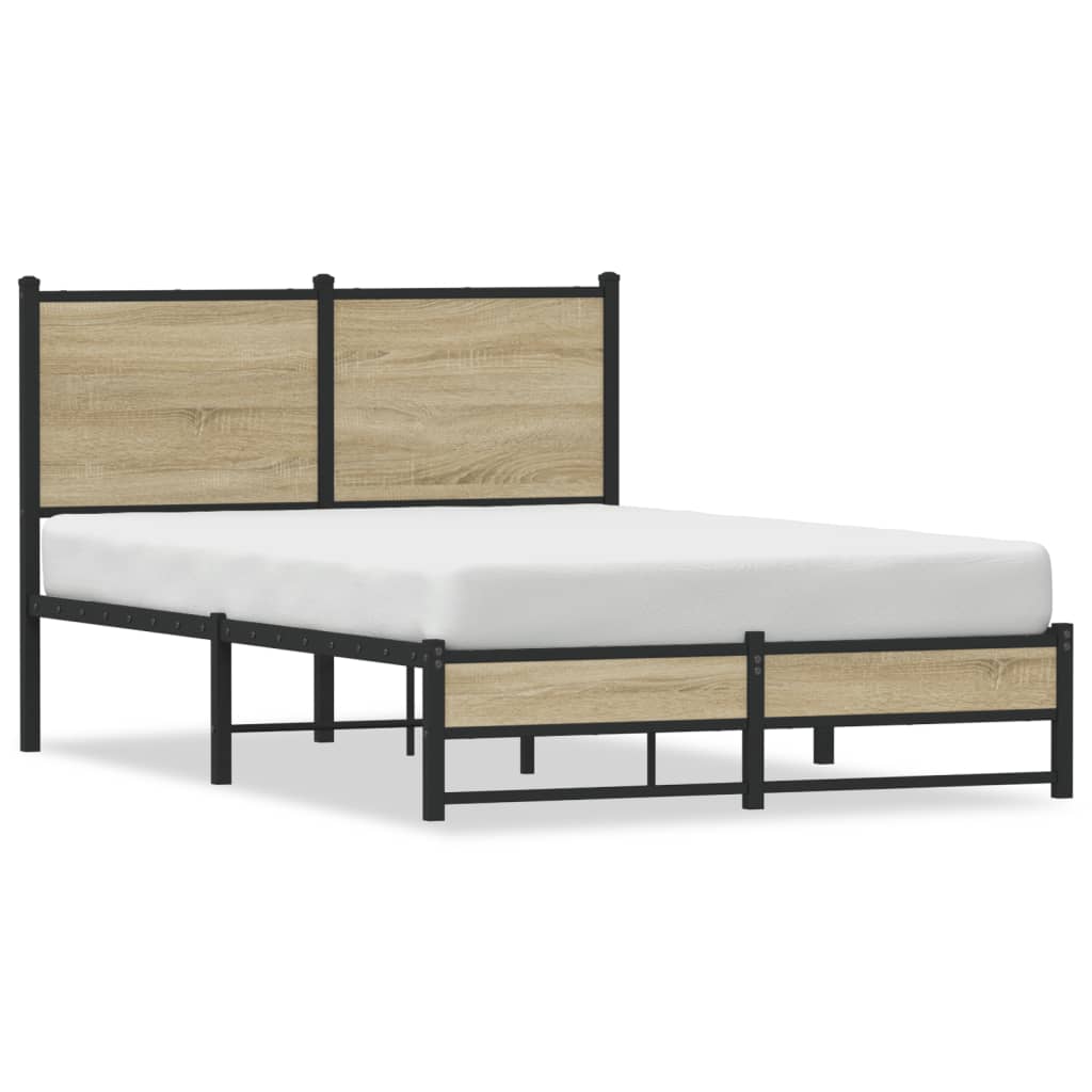 Metal Bed Frame without Mattress Sonoma Oak 120x190 cm Small Double