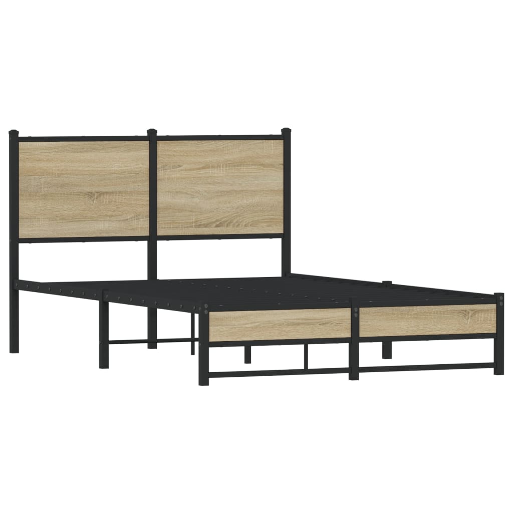 Metal Bed Frame without Mattress Sonoma Oak 120x190 cm Small Double