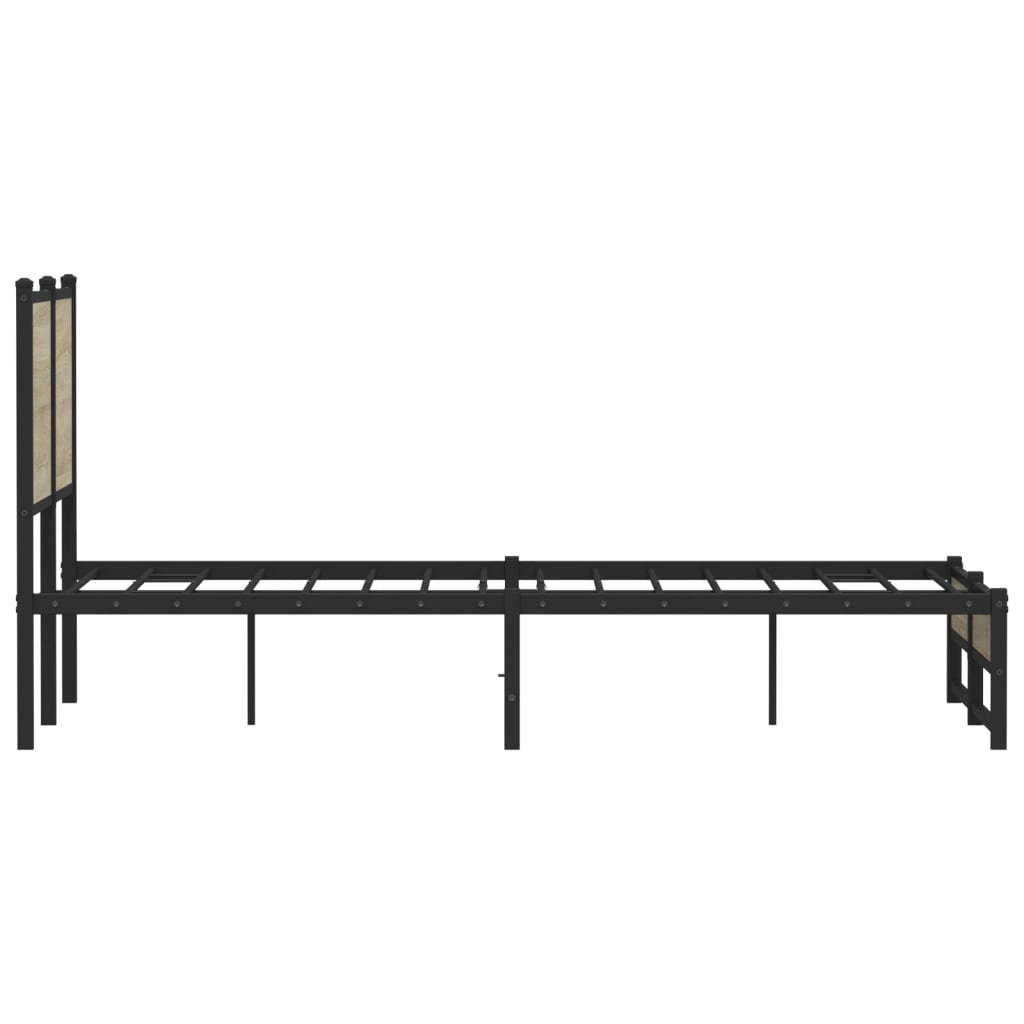 Metal Bed Frame without Mattress Sonoma Oak 120x190 cm Small Double
