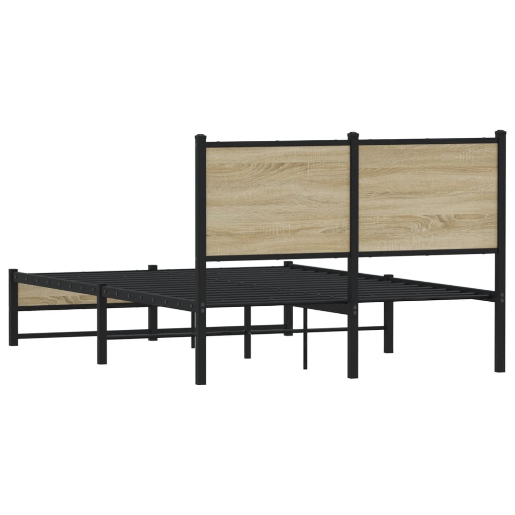 Metal Bed Frame without Mattress Sonoma Oak 120x190 cm Small Double