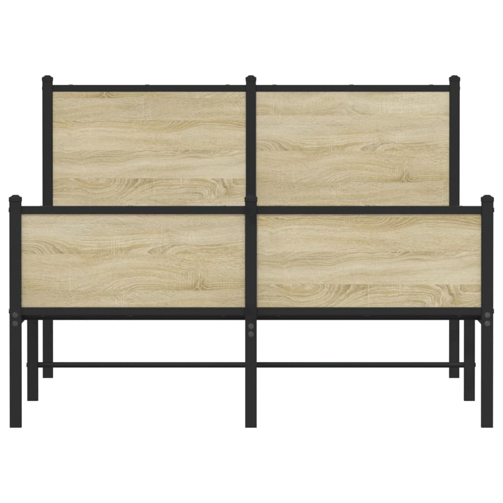 Metal Bed Frame without Mattress Sonoma Oak 120x190 cm Small Double