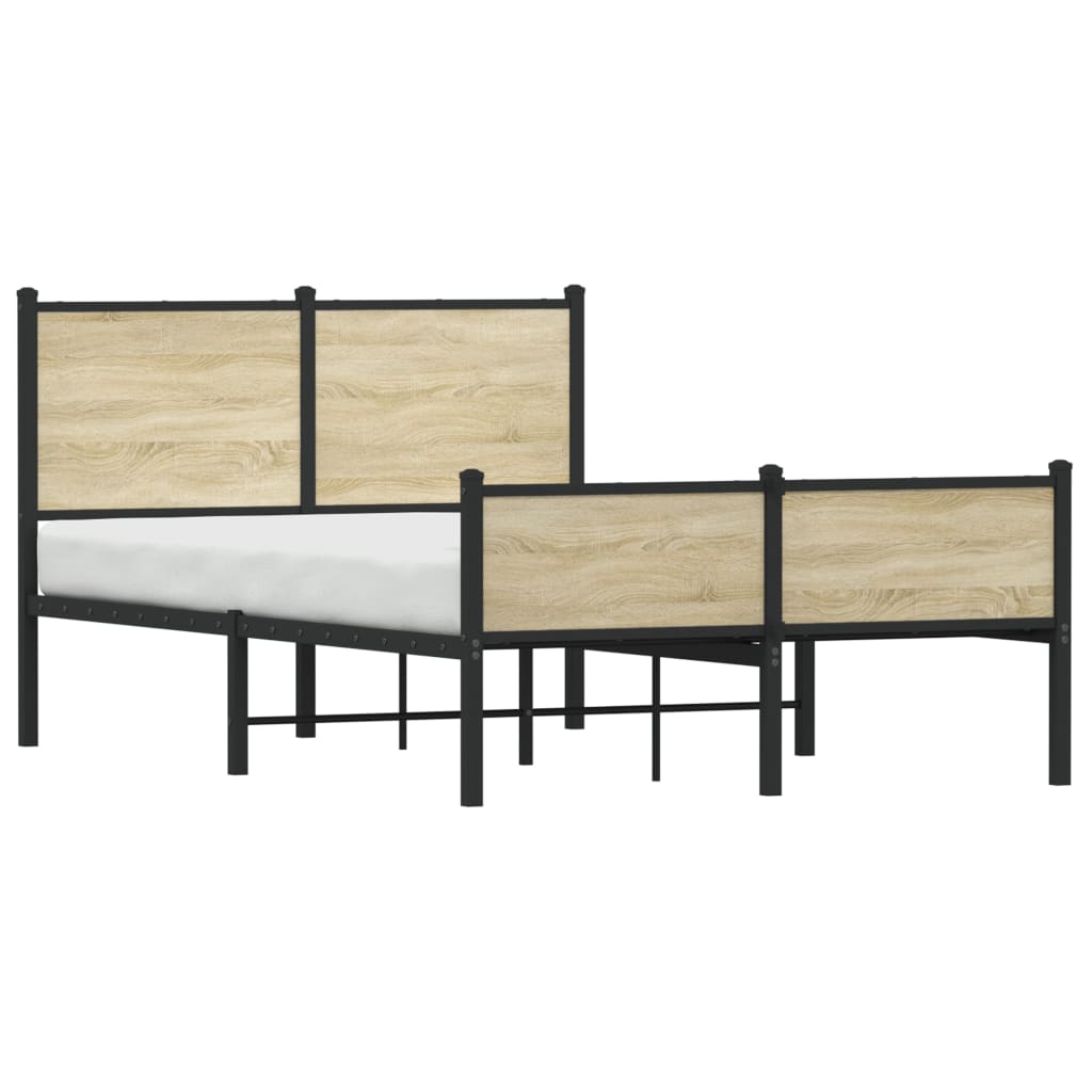 Metal Bed Frame without Mattress Sonoma Oak 120x200 cm