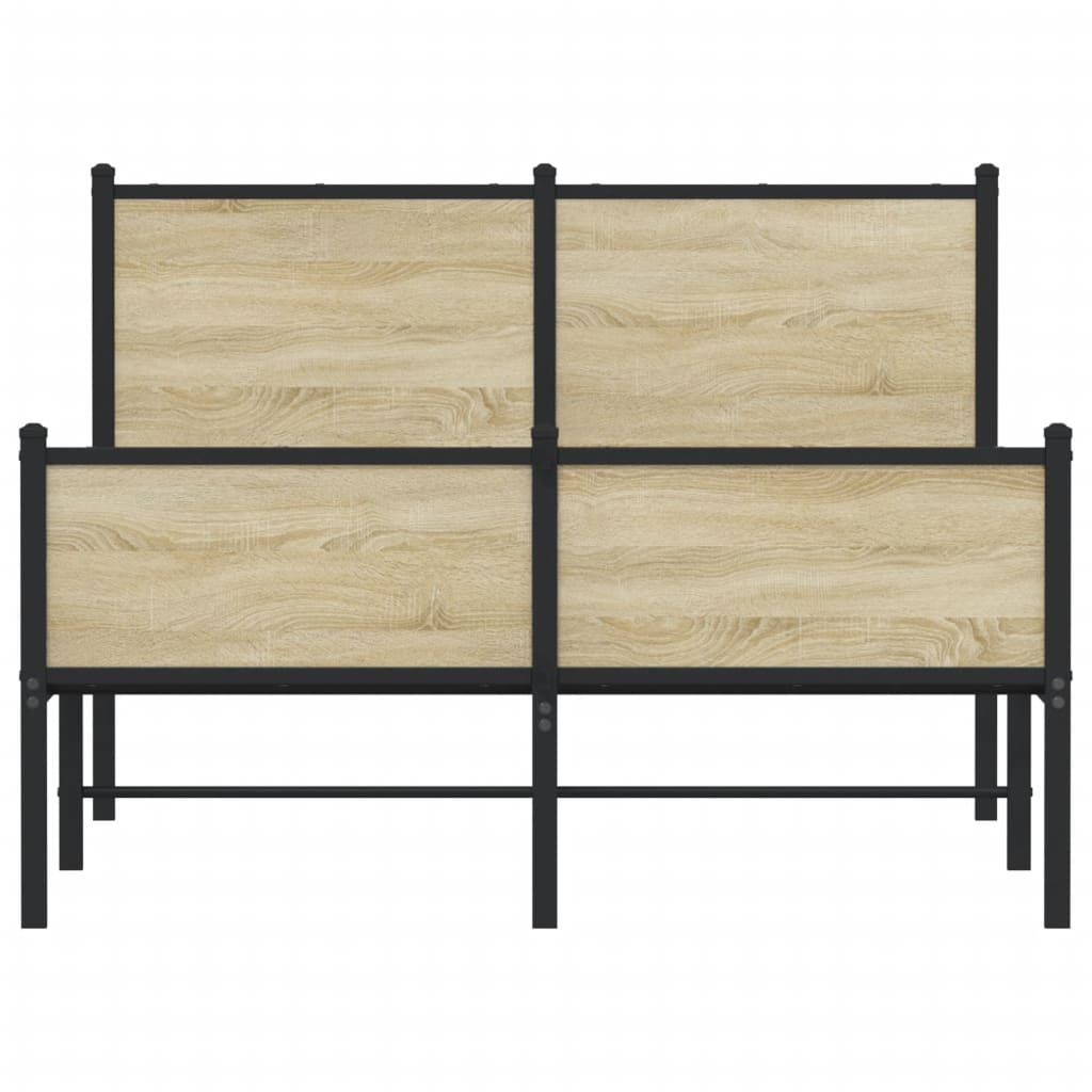 Metal Bed Frame without Mattress Sonoma Oak 120x200 cm