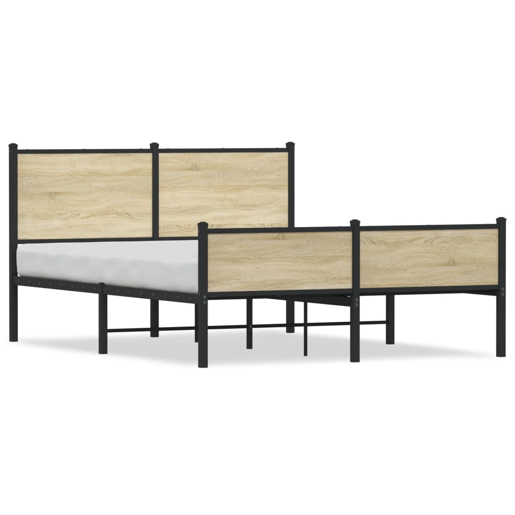 Metal Bed Frame without Mattress Sonoma Oak 140x200 cm
