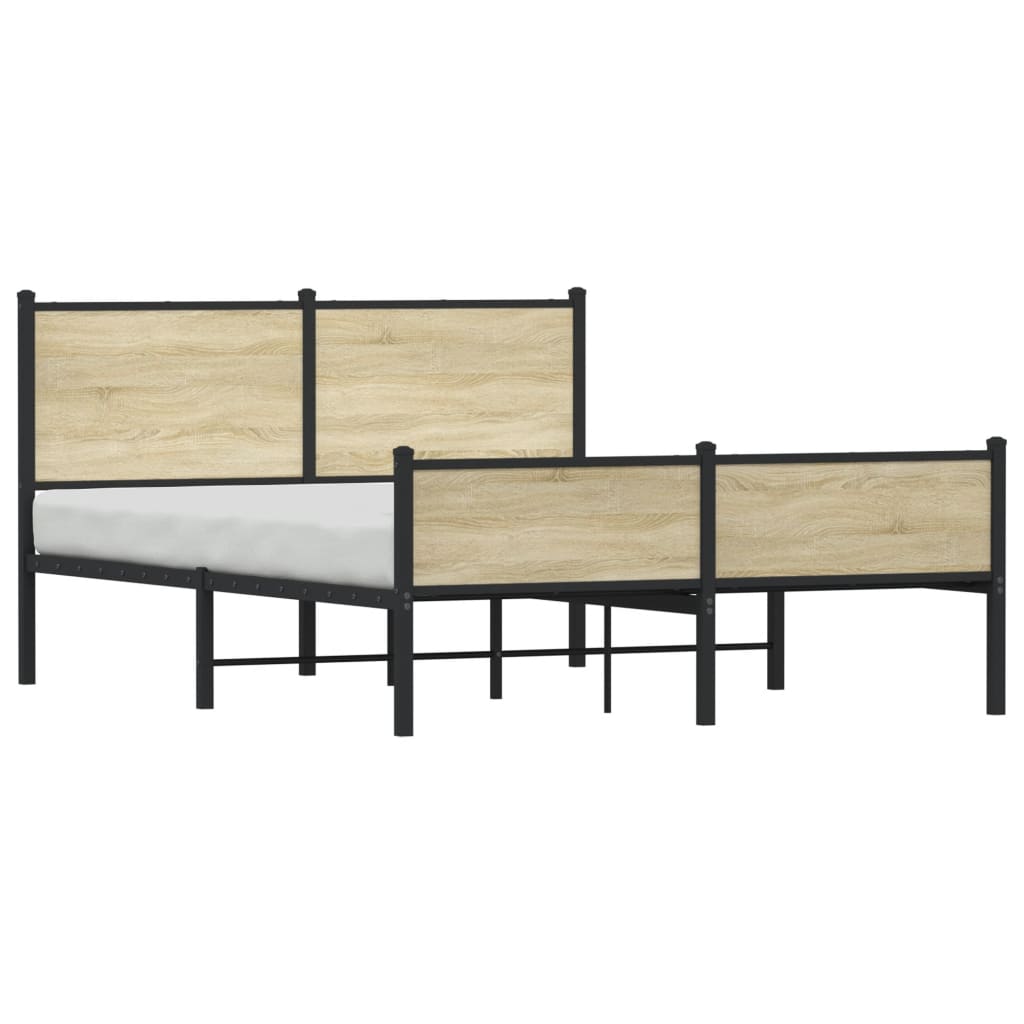 Metal Bed Frame without Mattress Sonoma Oak 140x200 cm