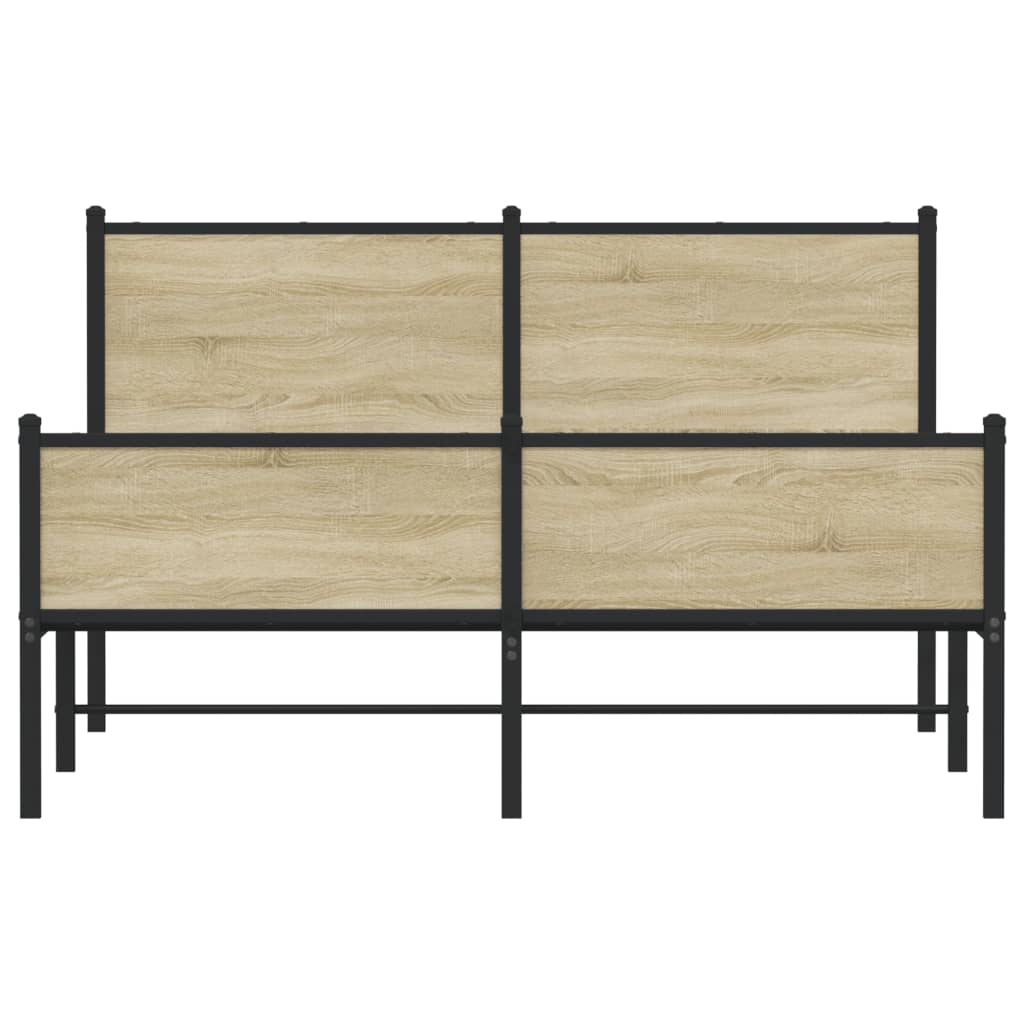 Metal Bed Frame without Mattress Sonoma Oak 140x200 cm