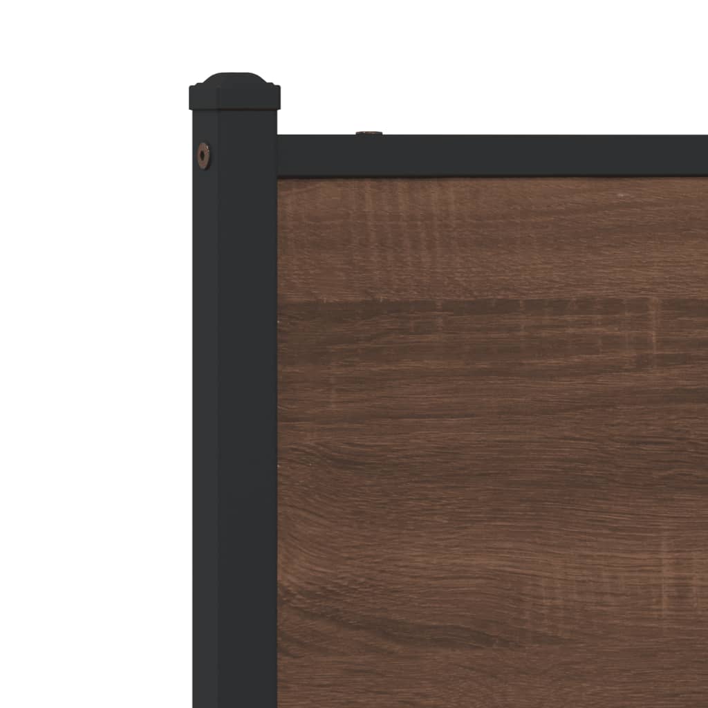 Metal Bed Frame without Mattress Brown Oak 100x190 cm