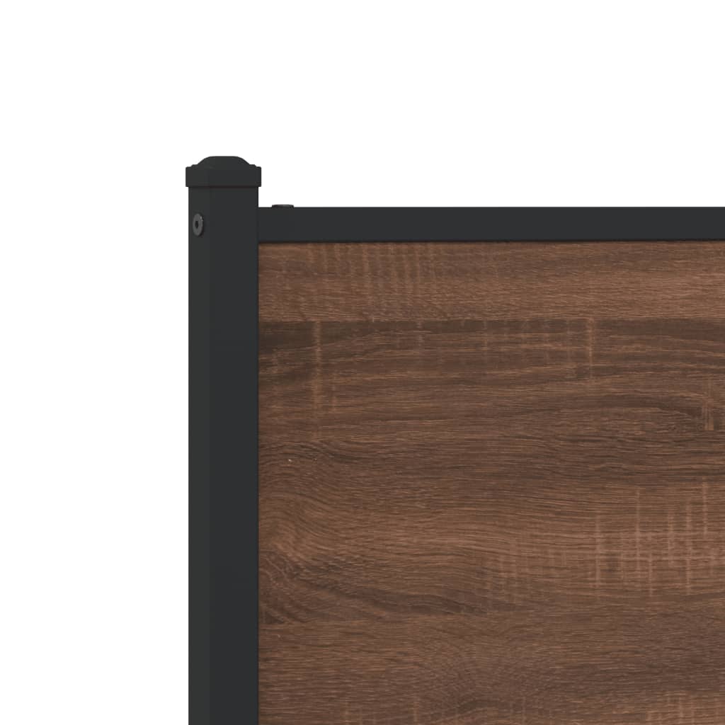 Metal Bed Frame without Mattress Brown Oak 75x190 cm Small Single