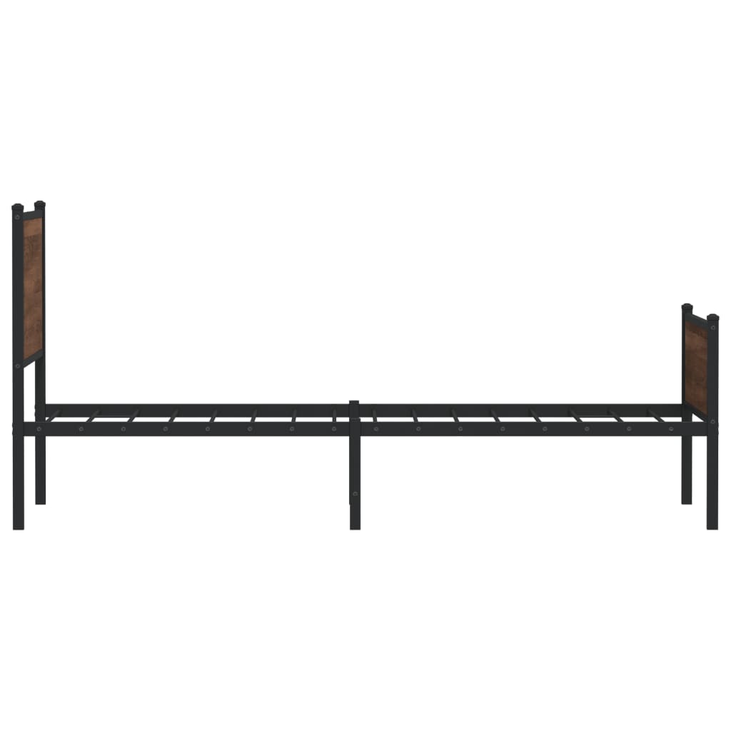 Metal Bed Frame without Mattress Brown Oak 90x190 cm Single