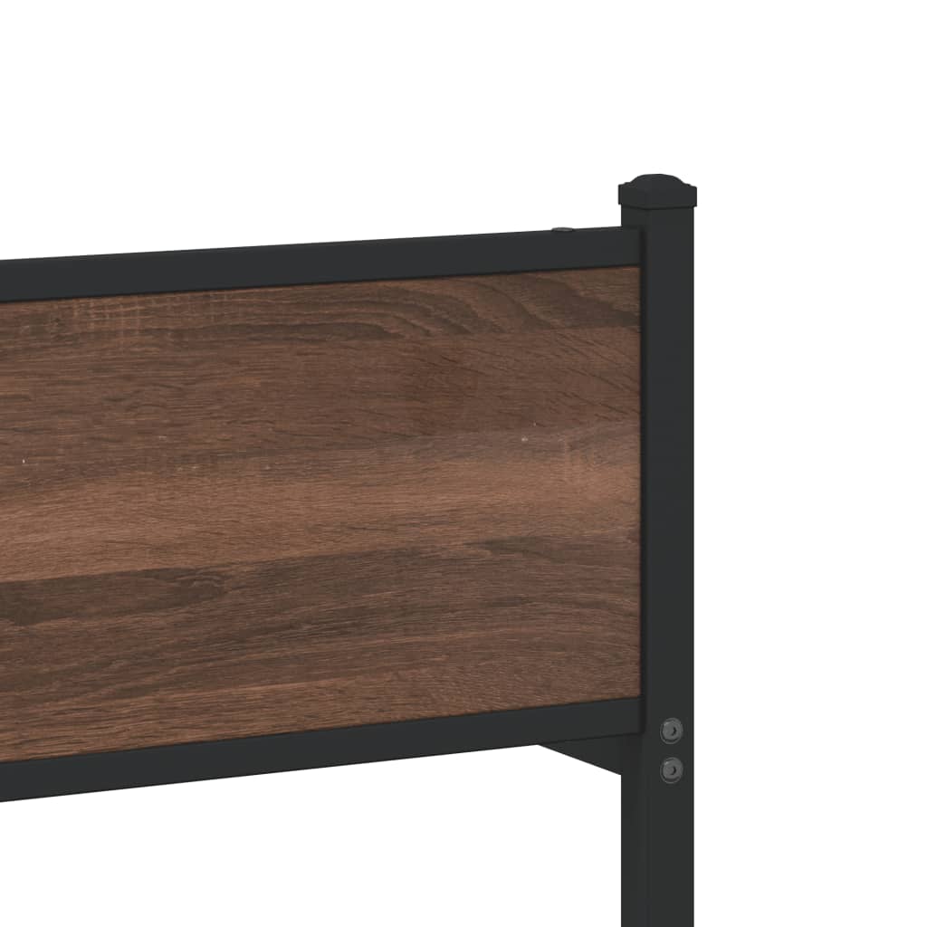 Metal Bed Frame without Mattress Brown Oak 90x190 cm Single