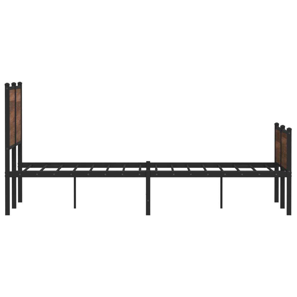 Metal Bed Frame without Mattress Brown Oak 120x190 cm Small Double