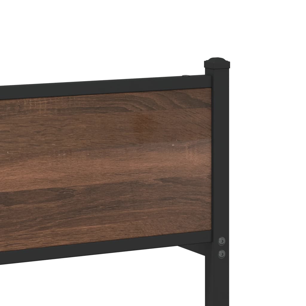 Metal Bed Frame without Mattress Brown Oak 120x200 cm