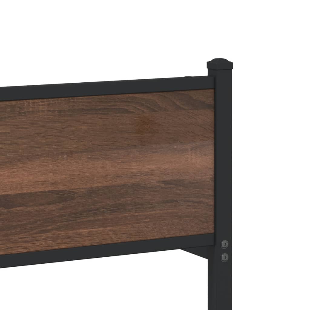 Metal Bed Frame without Mattress Brown Oak 140x200 cm