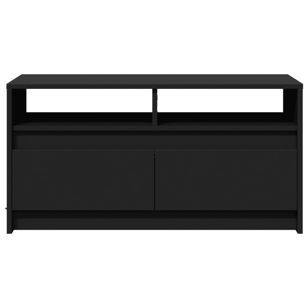 Coffee Table with LED Lights Black Engineered Wood